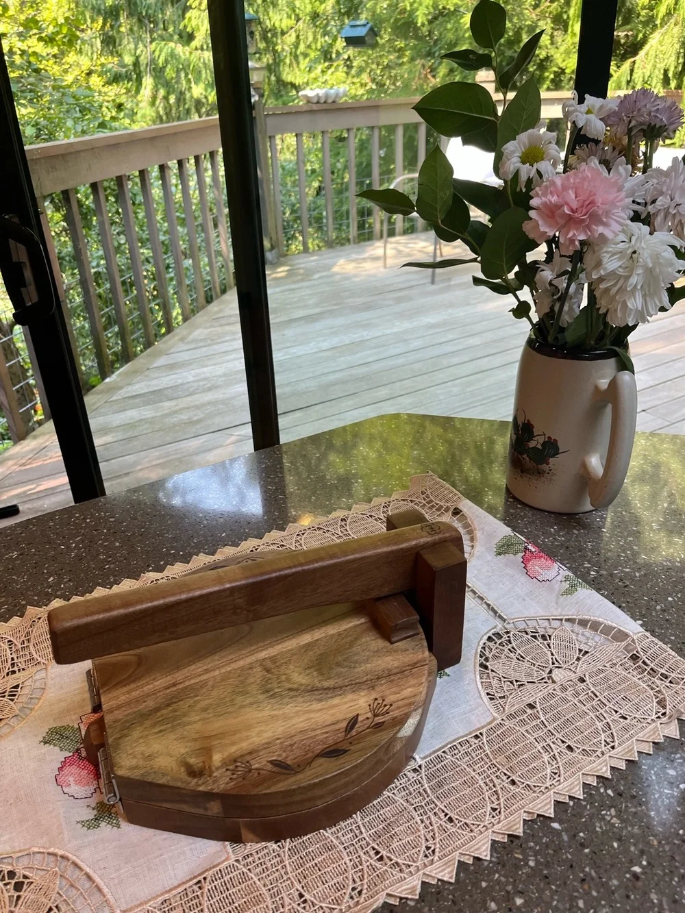 Princess House Wooden Tortilla / Flatbread Press - Natural Brown